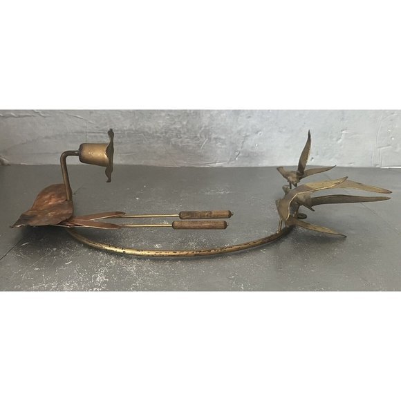 VINTAGE MCM SEAGULLS METAL WALL HANGING BIRDS CANDLE HOLDER BRASS SET OF 2 - Picture 11 of 11